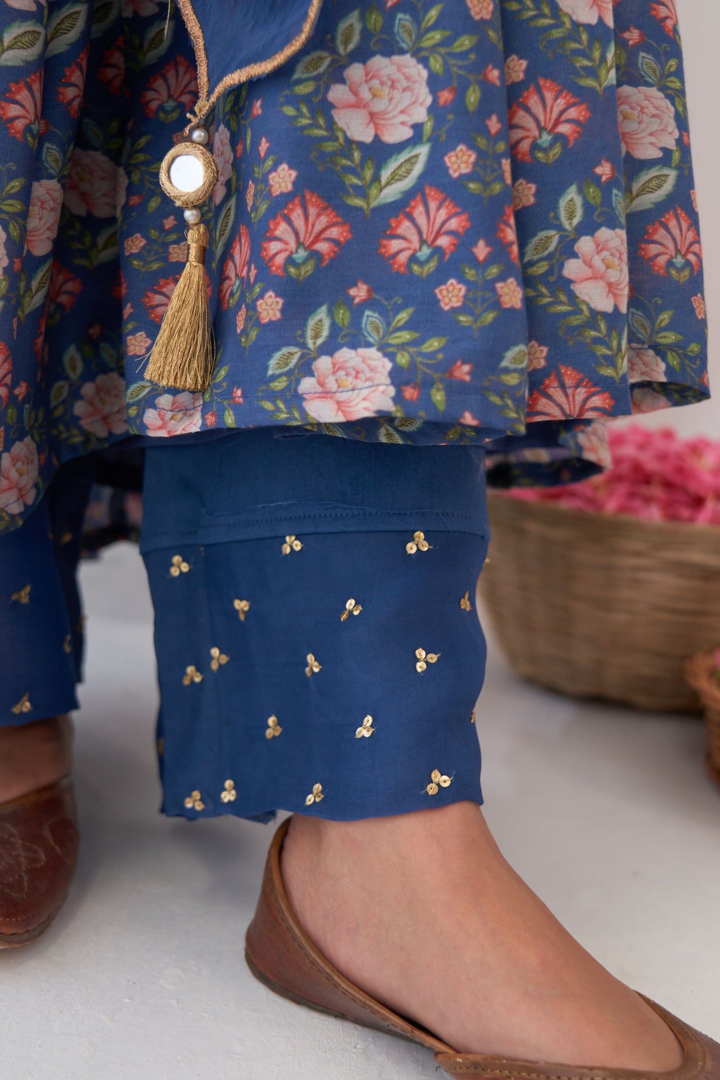 Blue Peony Embroidered Anarkali