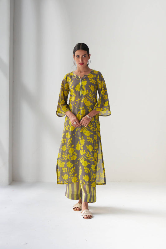 Faded Rose Grey Kurta Set