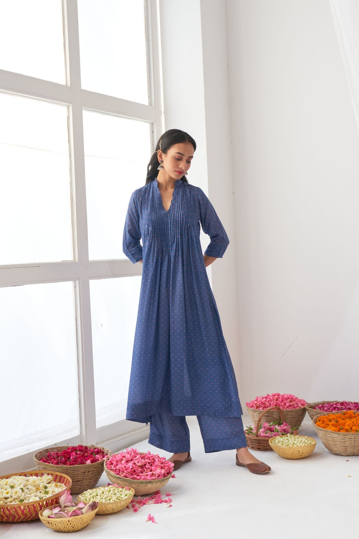 Blue Peony Kurta Set