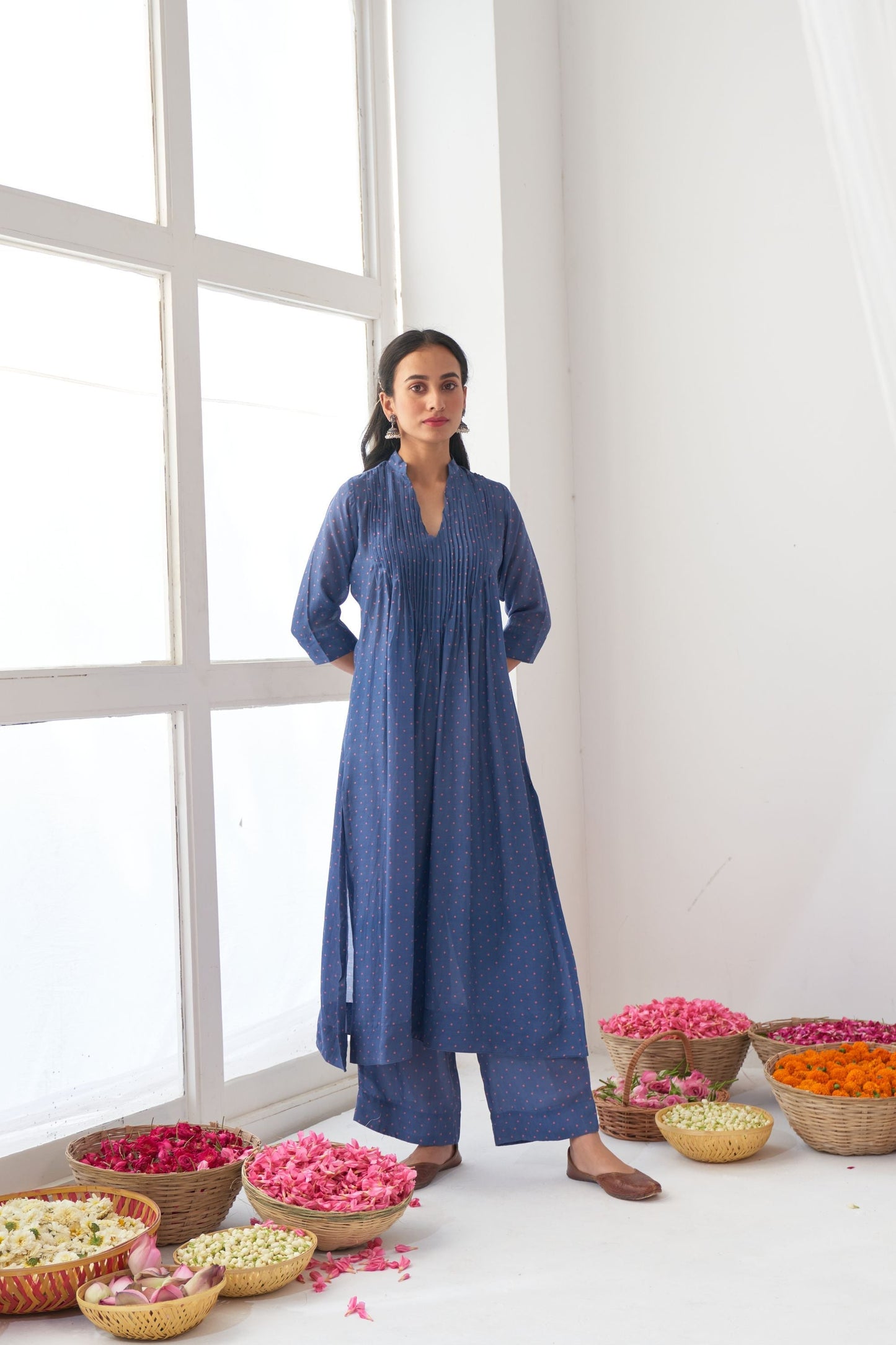 Blue Peony Kurta Set
