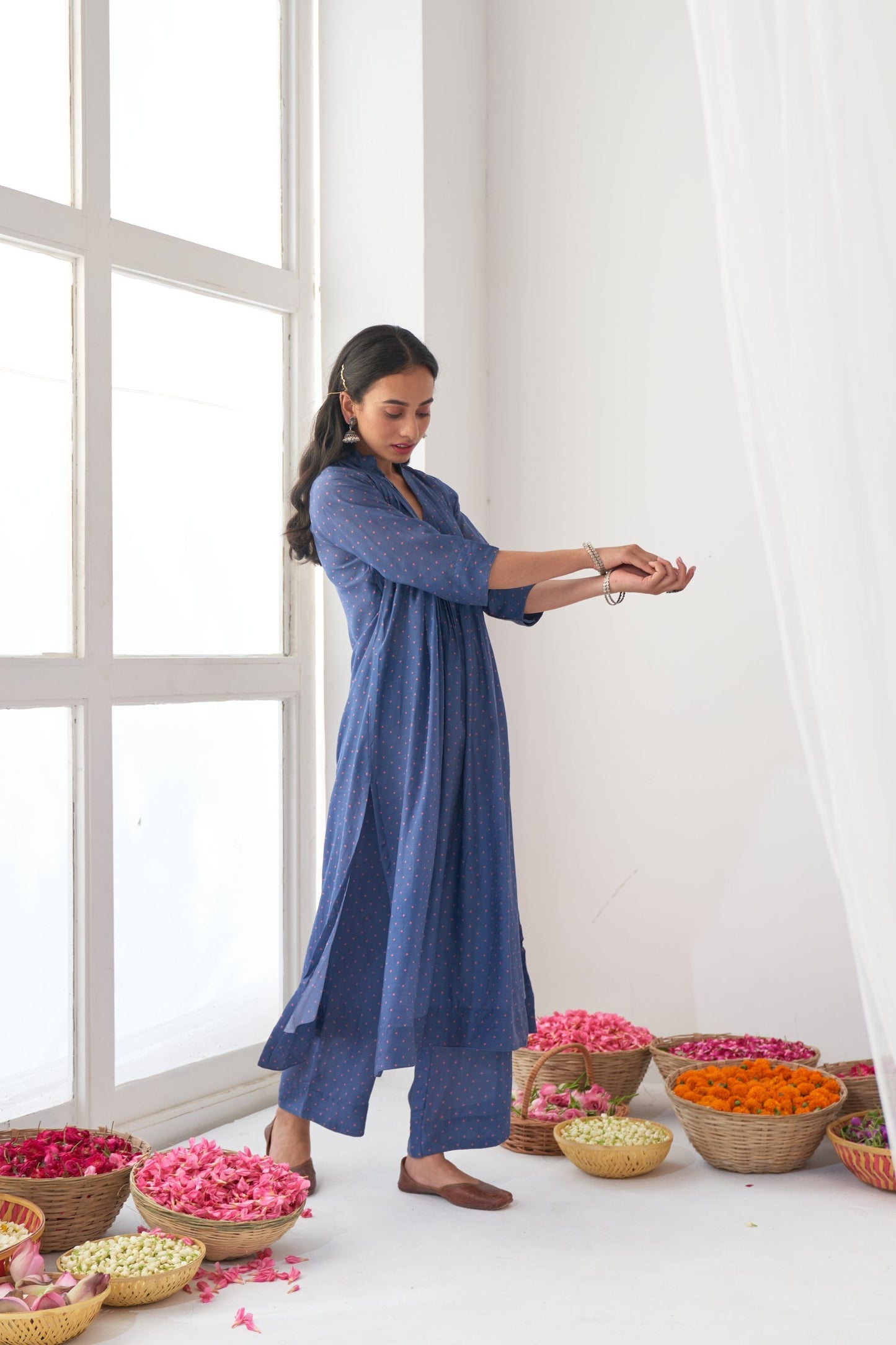 Blue Peony Kurta Set
