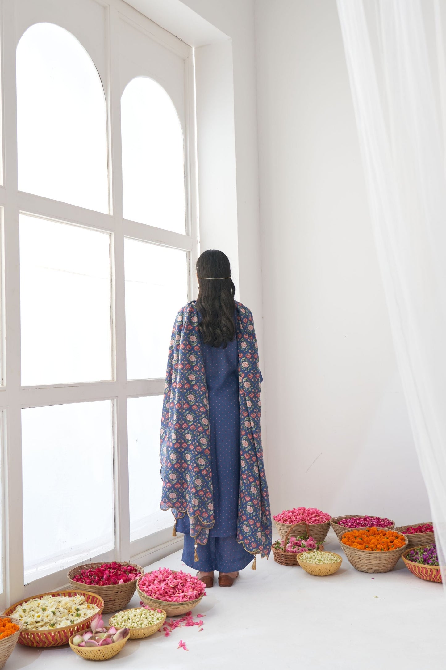 Blue Peony Kurta Set