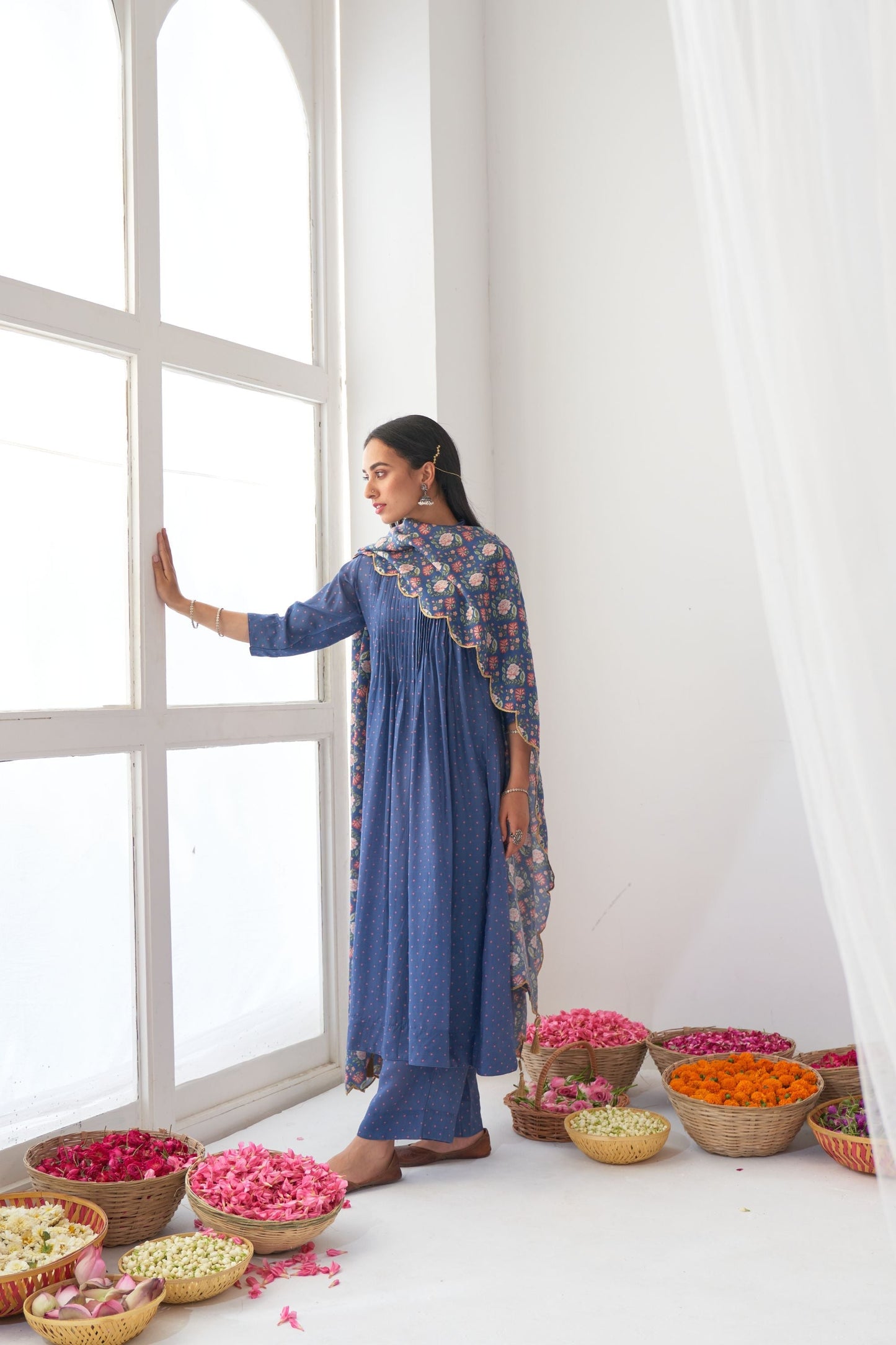 Blue Peony Kurta Set