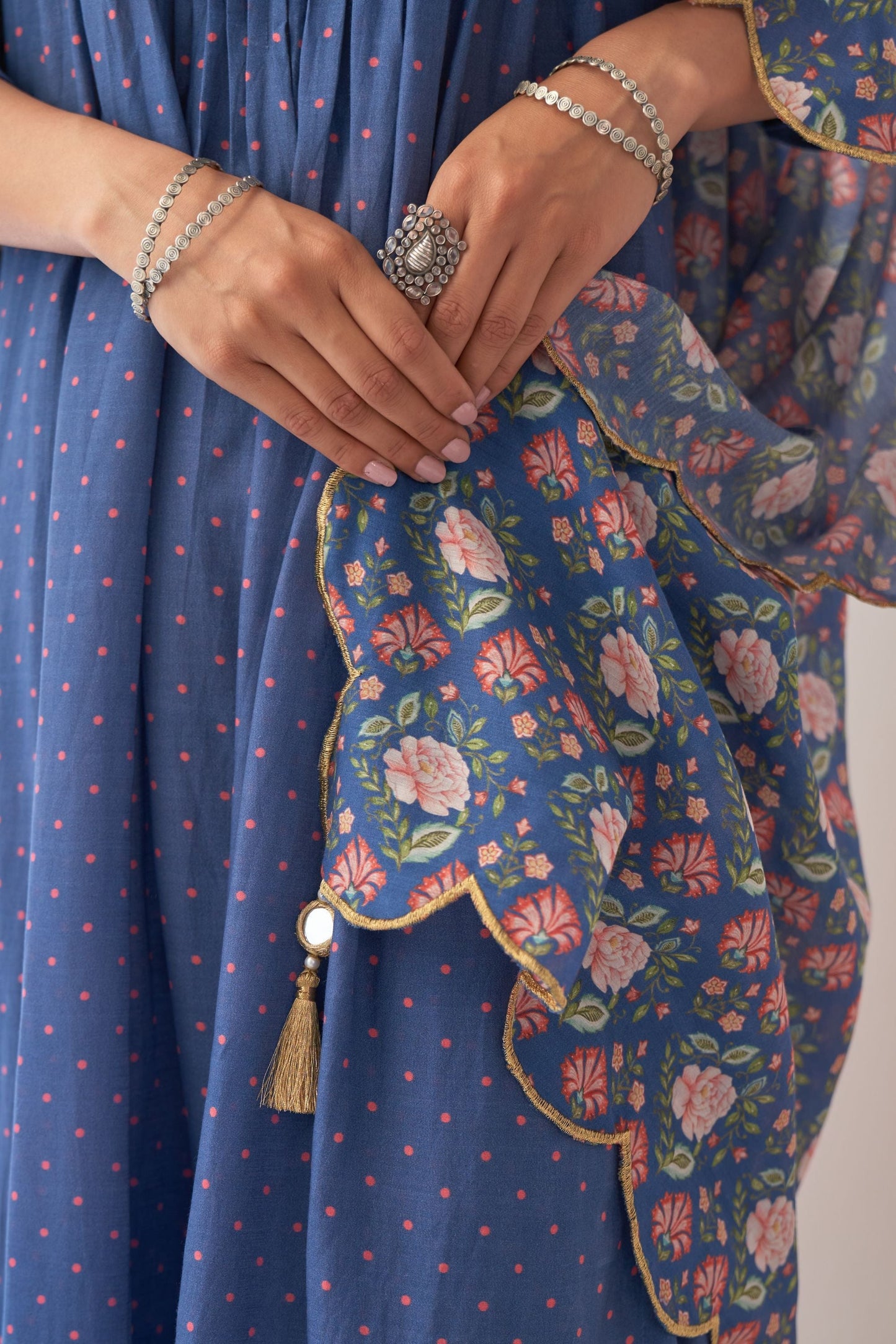 Blue Peony Kurta Set