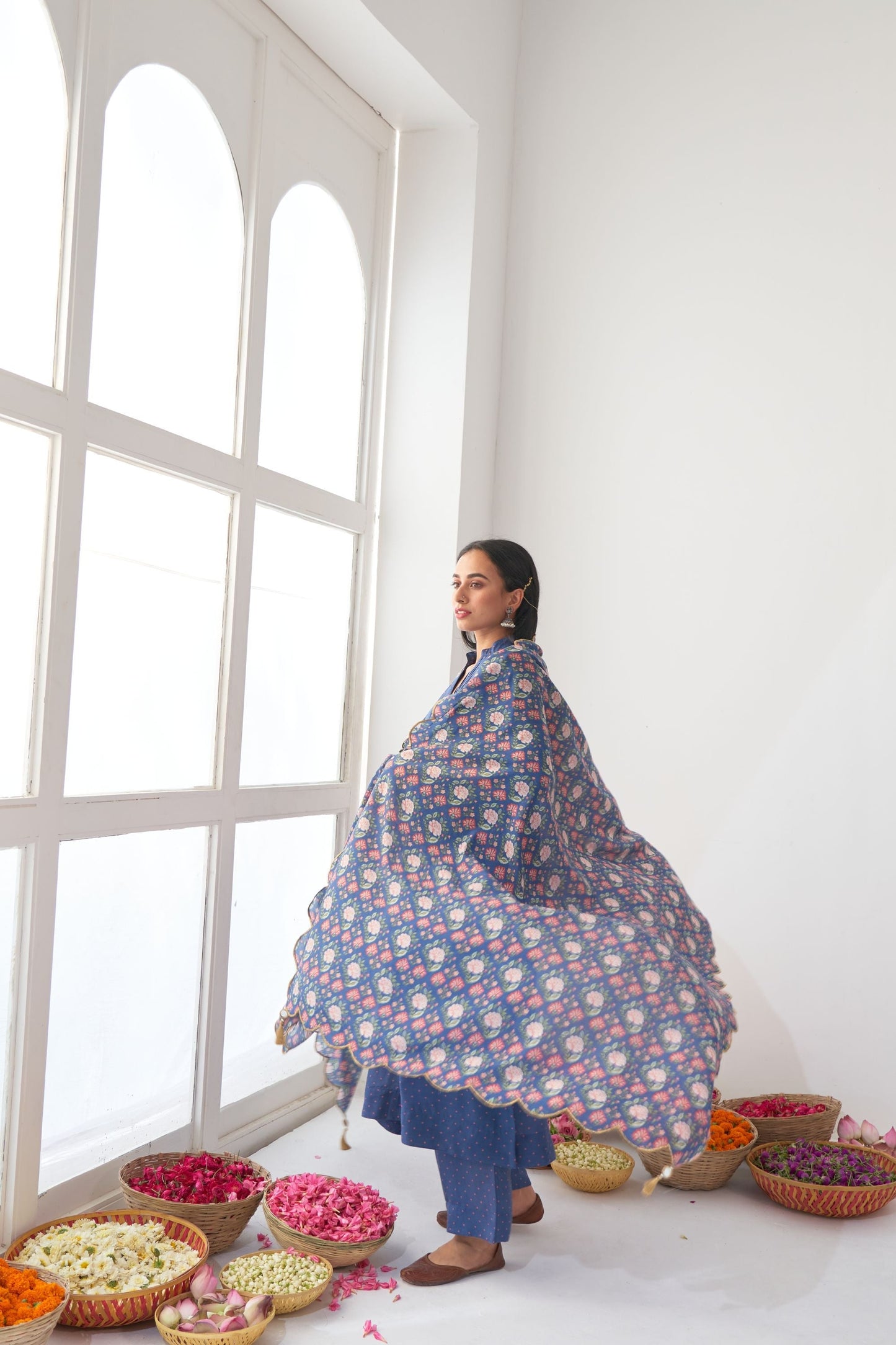 Blue Peony Kurta Set