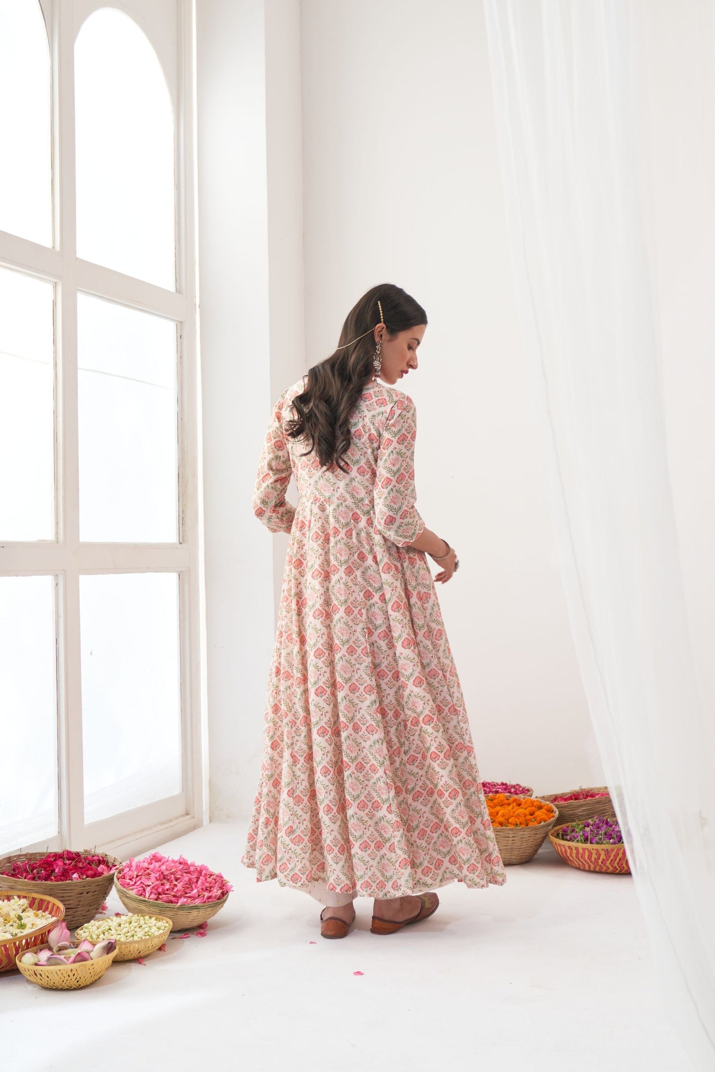 Ivory Peony Embroidered Anarkali