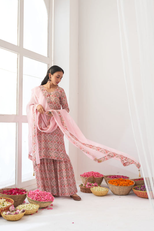 Powder Pink Peony Sharara
