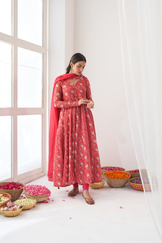 Hot Pink Peony Anarkali