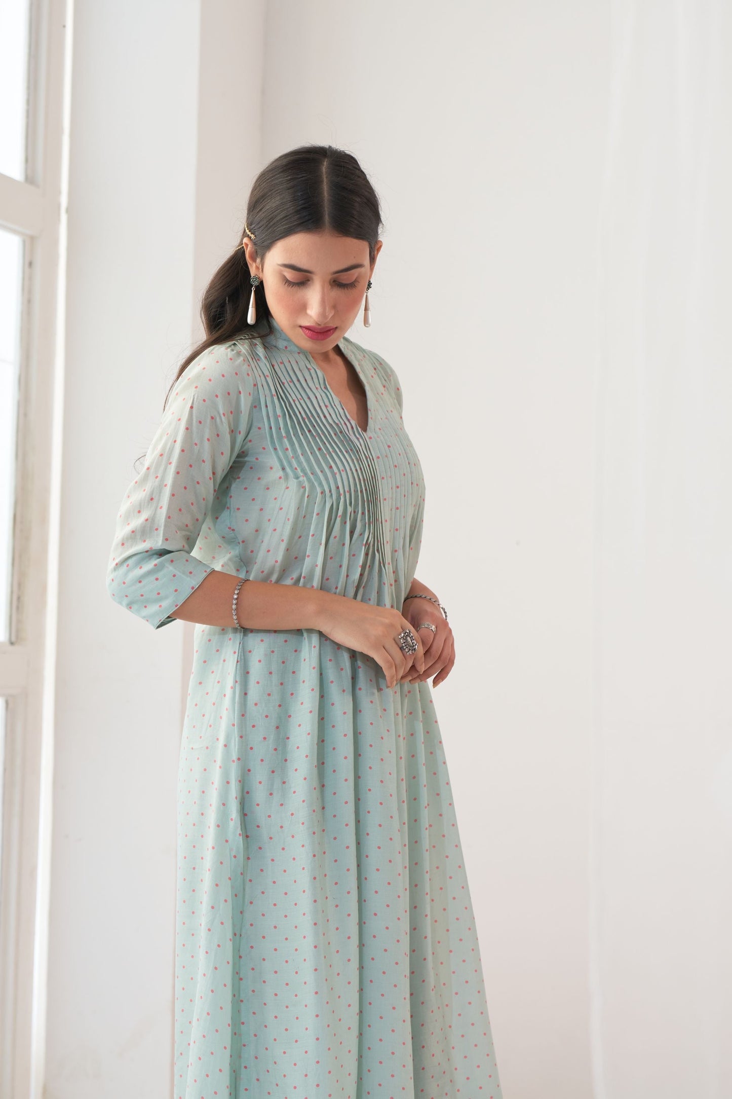 Aqua Peony Kurta Set