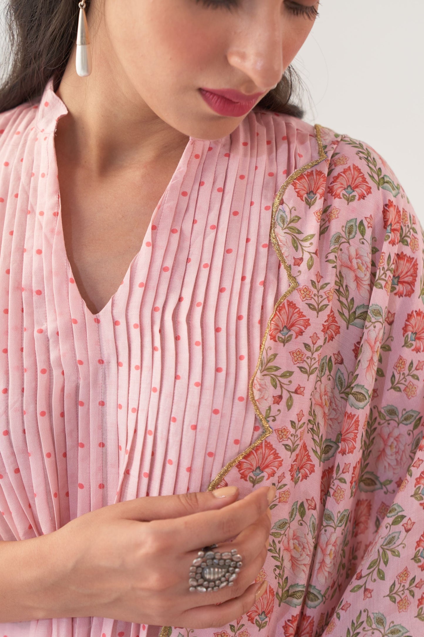 Powder Pink Peony Kurta Set
