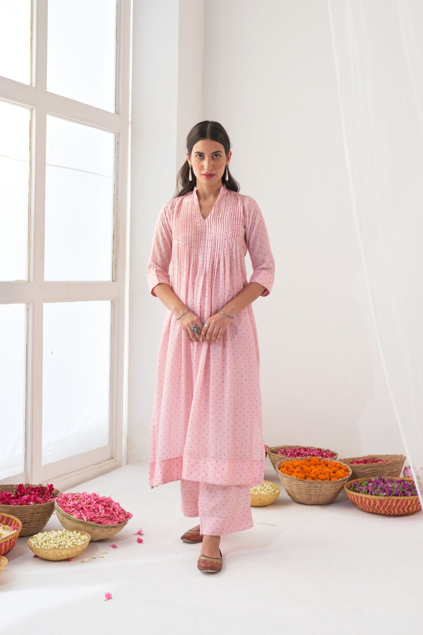 Powder Pink Peony Kurta Set