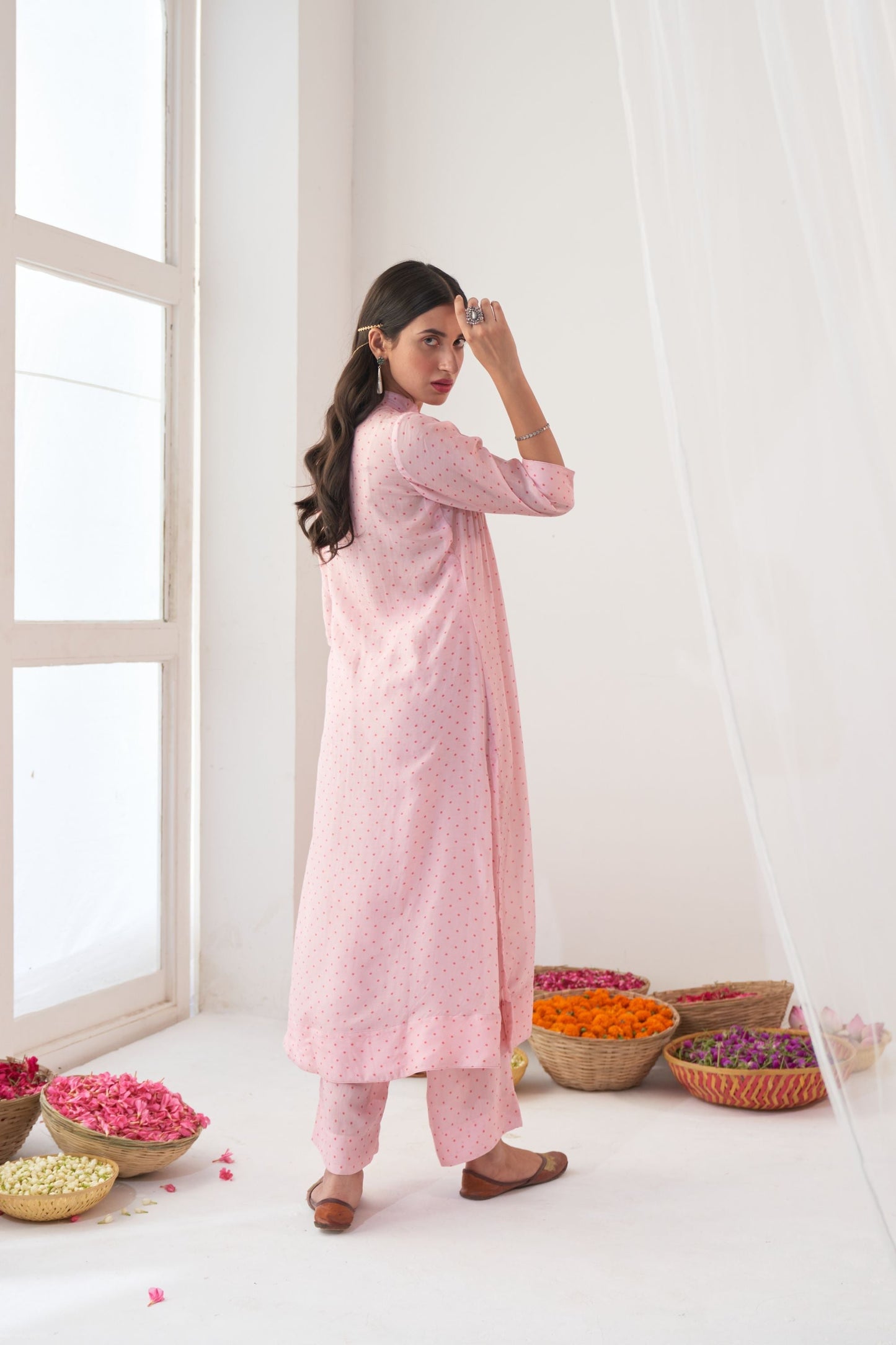 Powder Pink Peony Kurta Set
