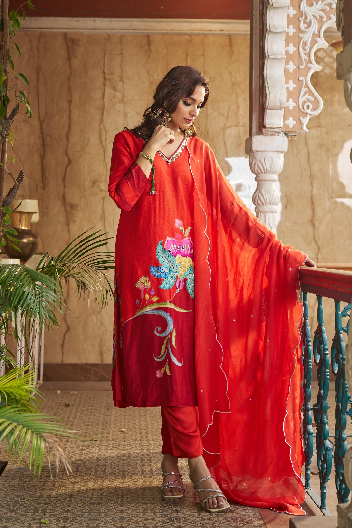 Nayaab Burnt Orange Kurta Set