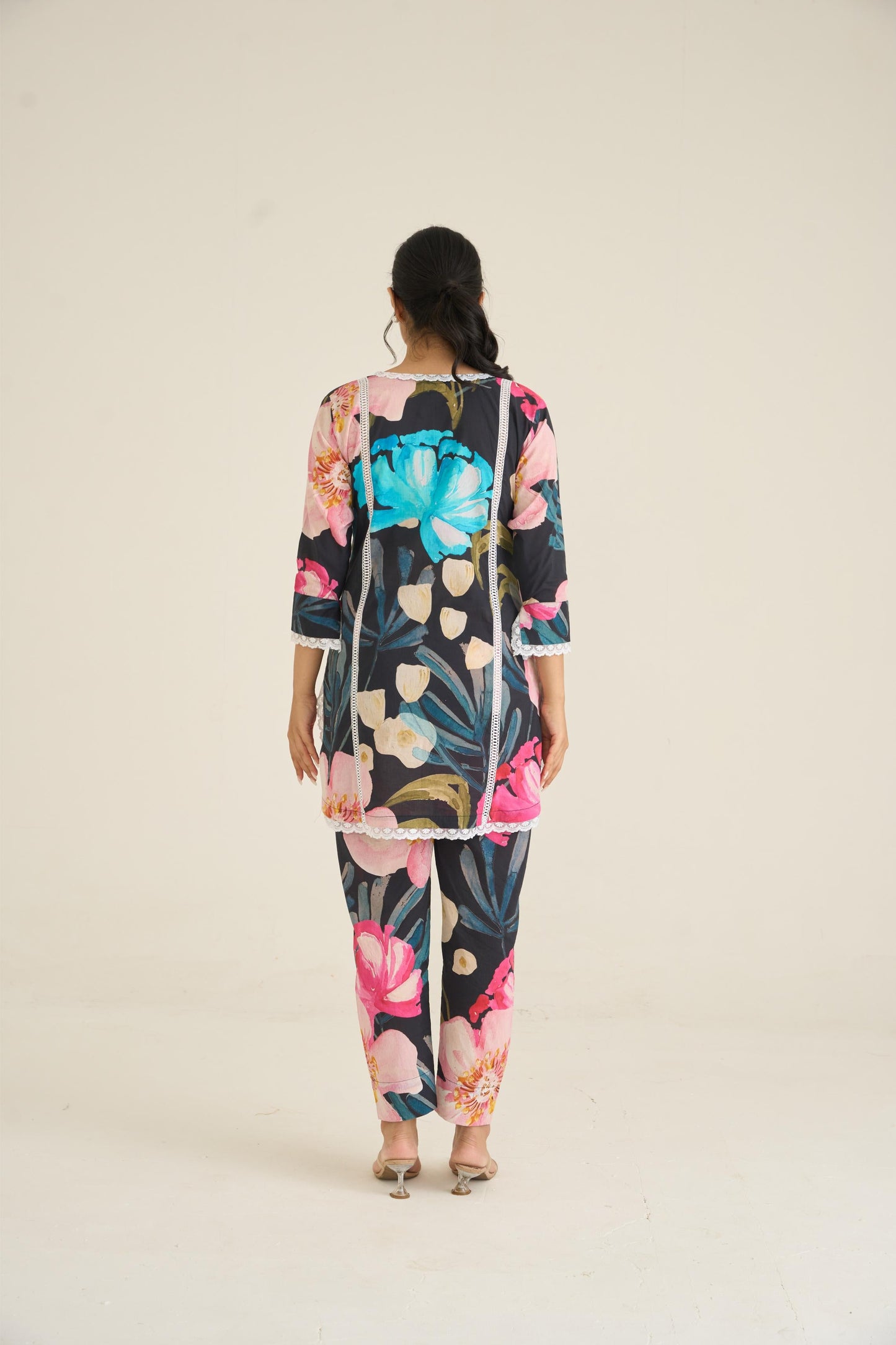 Midnight Floral Fusion Lawn Kurta Set