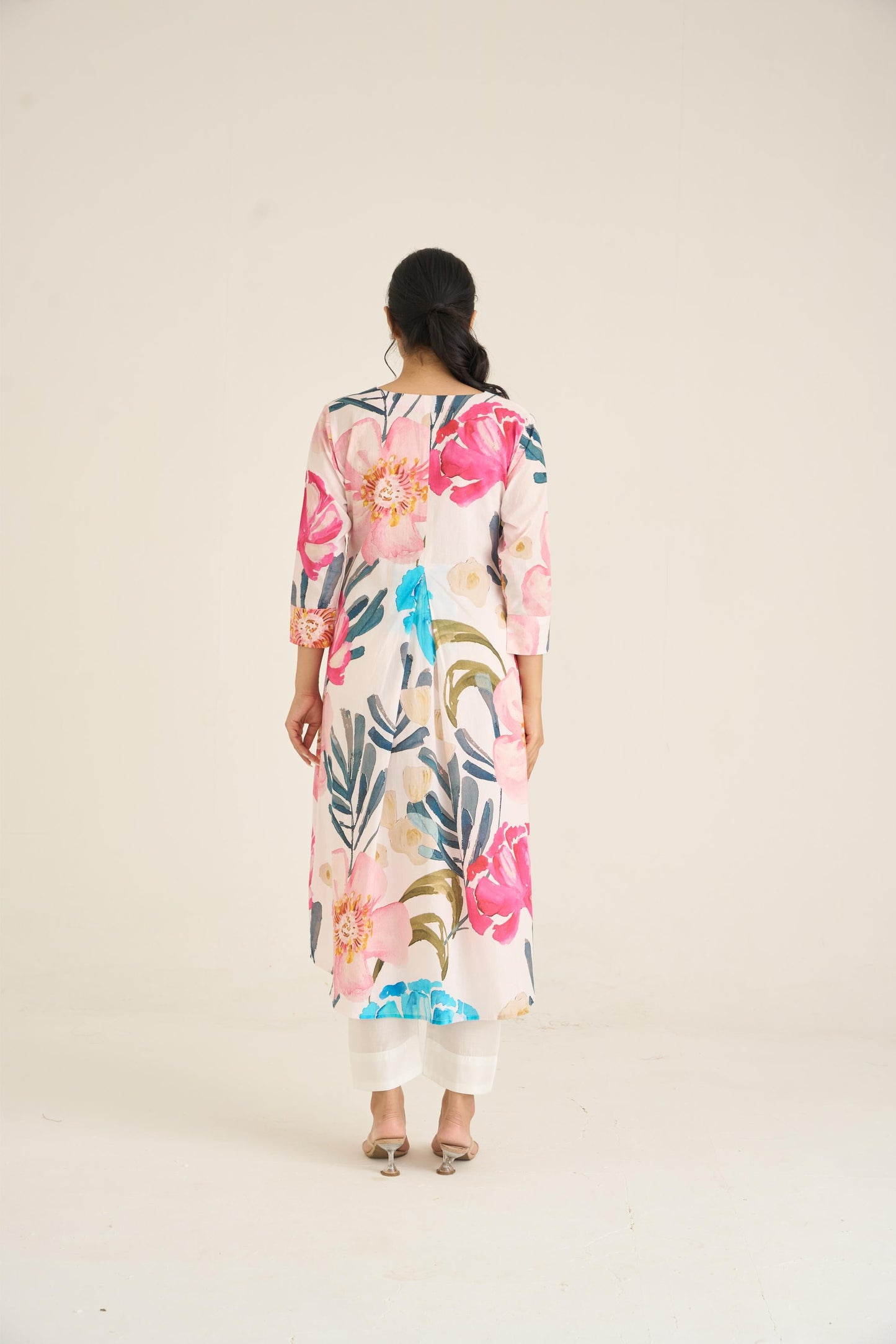 Ivory Bloom Panelled Kurta Set