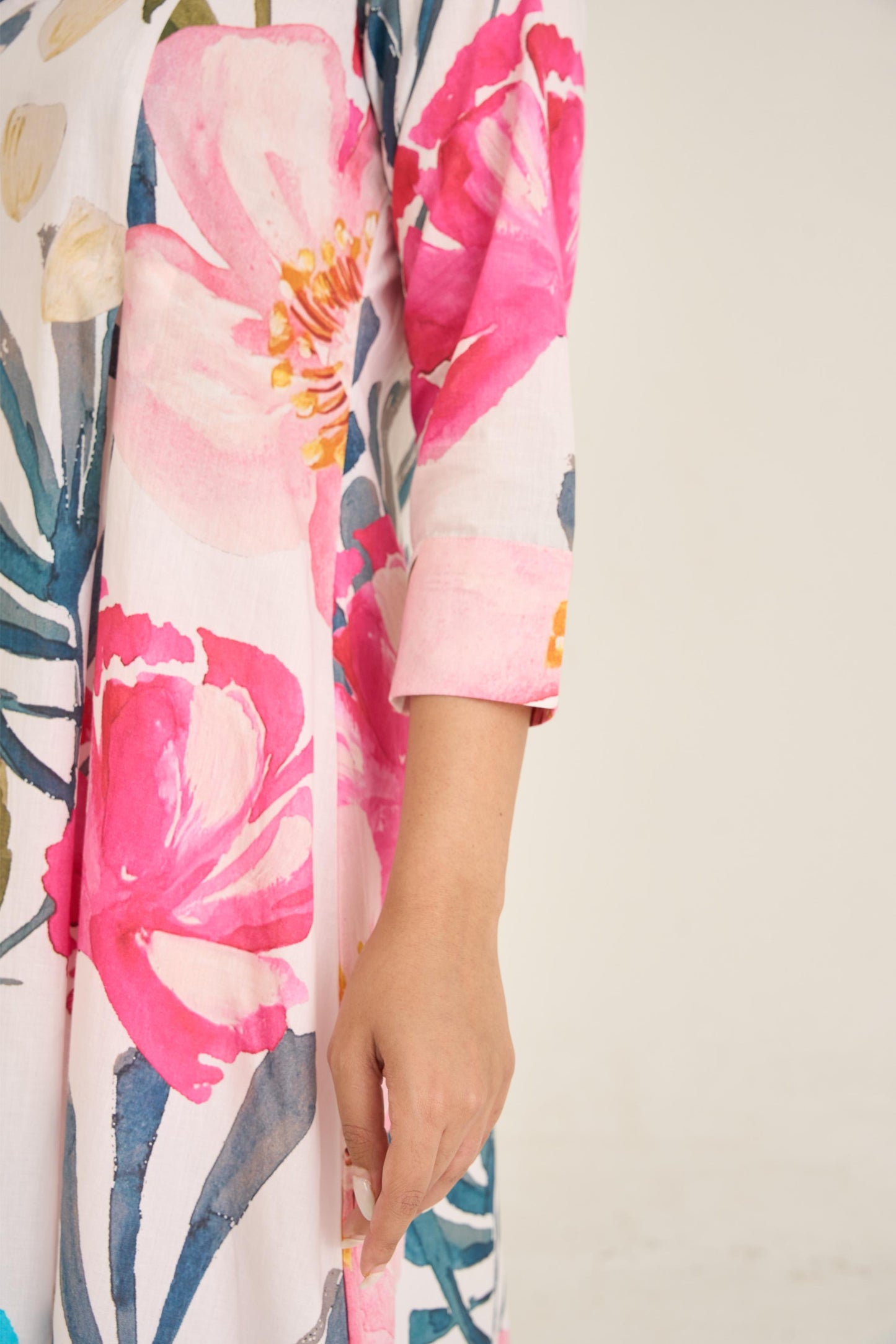 Ivory Bloom Panelled Kurta Set