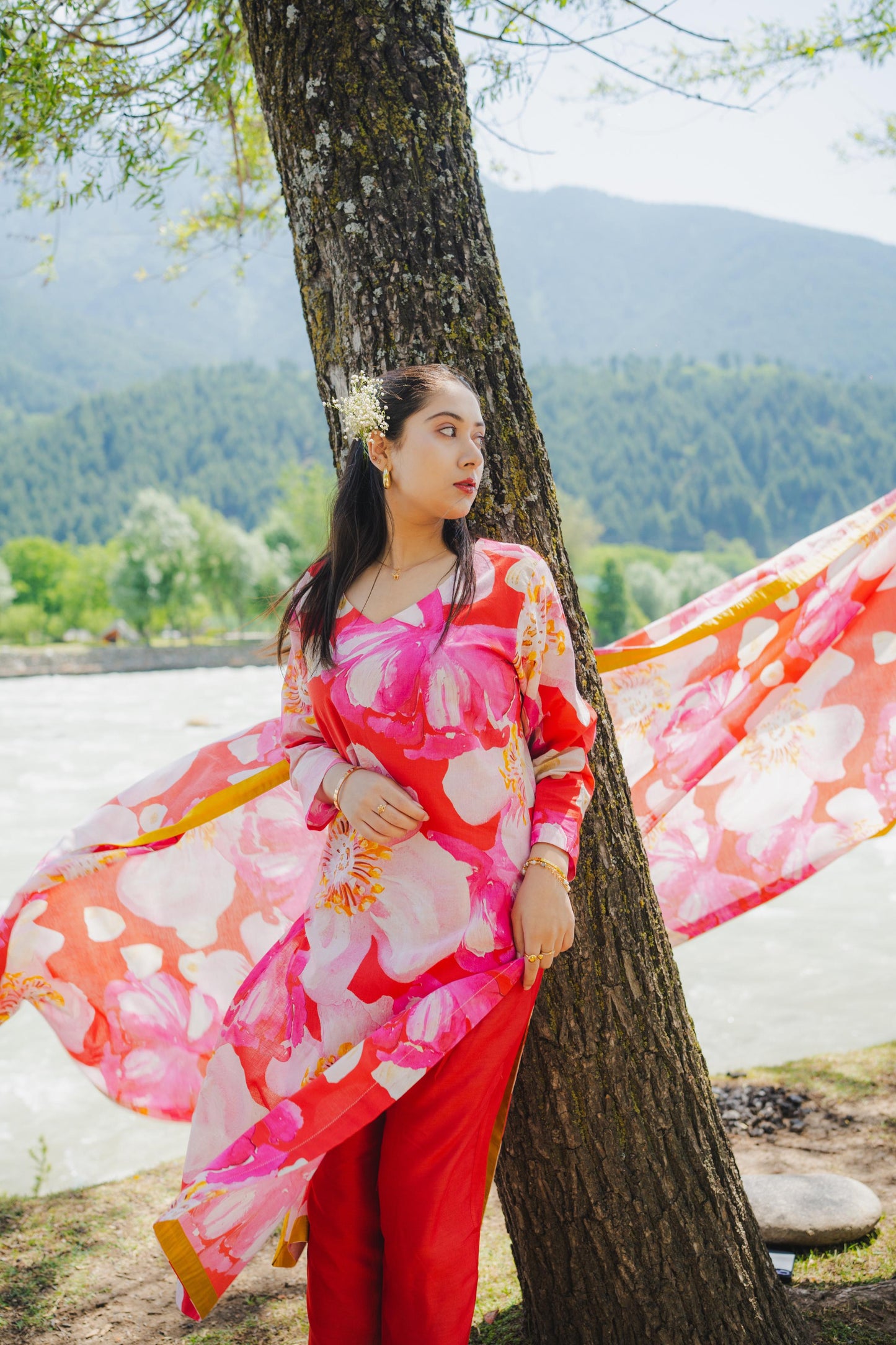 Garden Glow Red Kurta Set