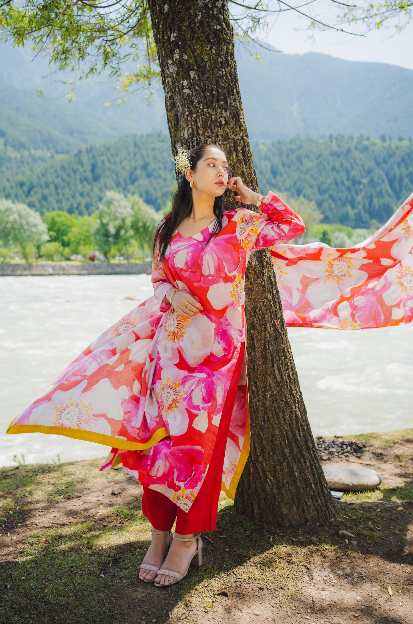 Garden Glow Red Kurta Set