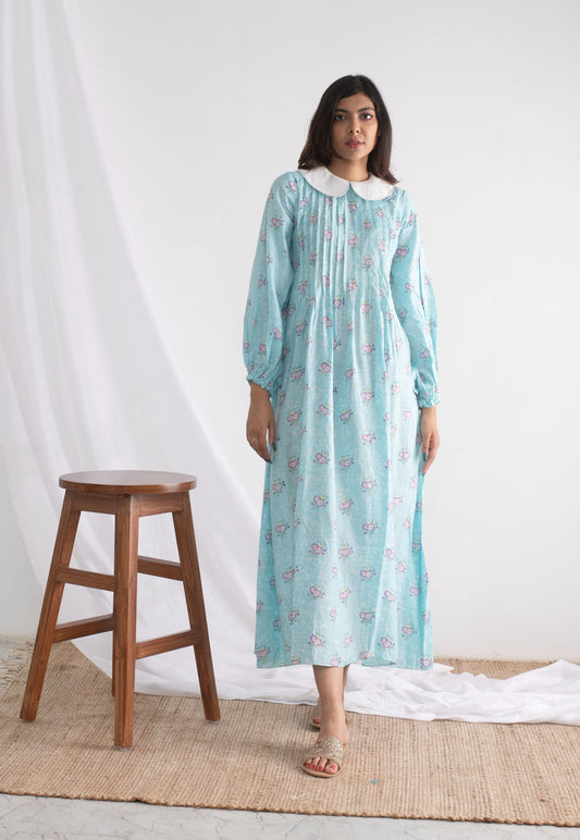 Sky Blue Ditsy PrimRose Dress
