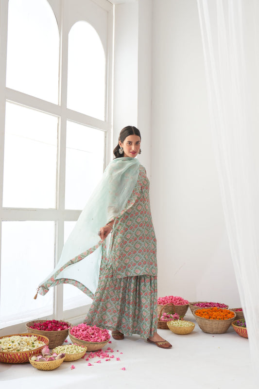 Aqua Peony Sharara