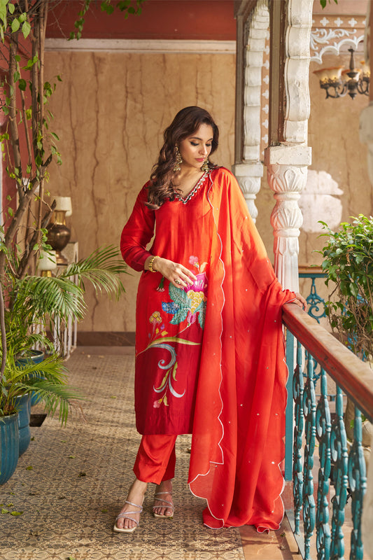 Nayaab Burnt Orange Kurta Set