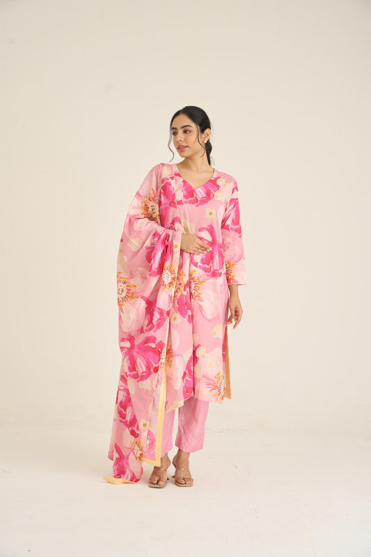 Garden Glow Pink Kurta Set